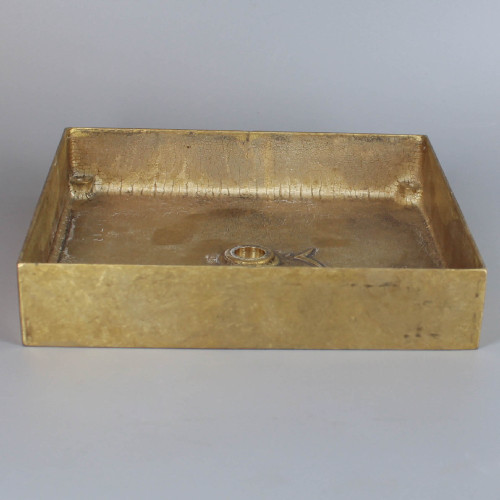 1/8ips Center Hole - 6in Square Cast Brass Canopy/Base - Unfinished Brass