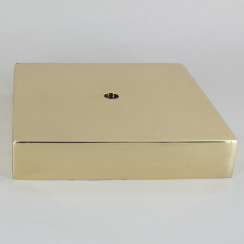 1/8ips Center Hole - 6in Square Cast Brass Canopy/Base - Polished Brass