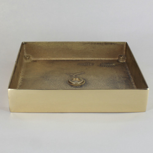 1/8ips Center Hole - 6in Square Cast Brass Canopy/Base - Polished Brass