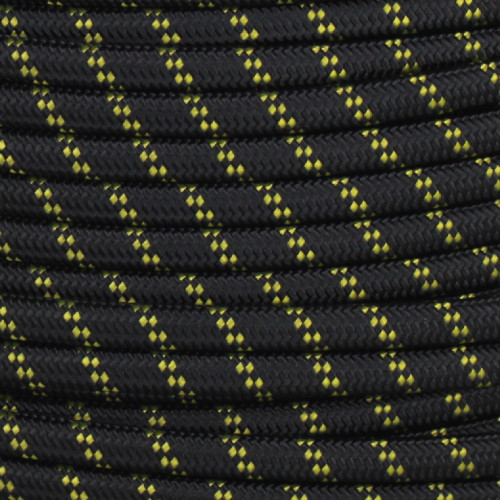 18/2 SPT1-B Black with Yellow 2 Line Pattern Nylon Fabric Cloth Covered Lamp and Lighting Wire