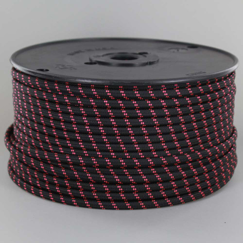 18/2 SPT1-B Black with Salmon 2 Line Pattern Nylon Fabric Cloth Covered Lamp and Lighting Wire