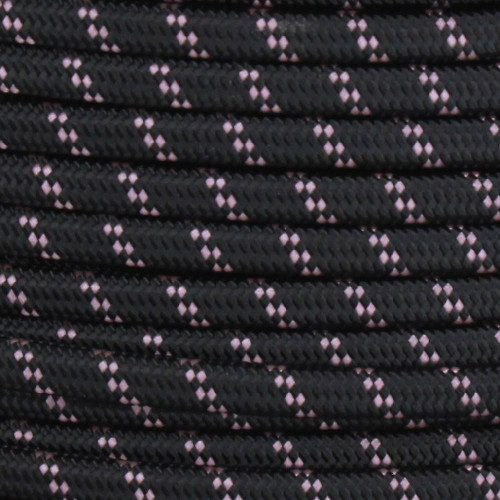 18/2 SPT1-B Black with Pink 2 Line Pattern Nylon Fabric Cloth Covered Lamp and Lighting Wire