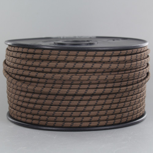 18/2 SPT2-B Brown with Black 2 Line Pattern Nylon Fabric Cloth Covered Lamp and Lighting Wire