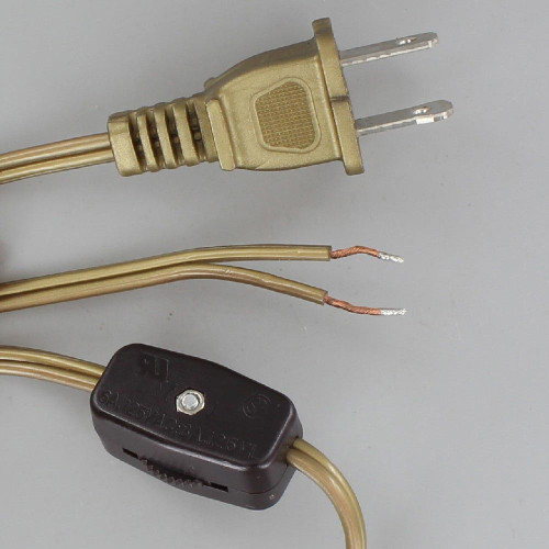 8ft. Metallic Gold 18/2 SPT-1 Cord Set with Molded Polarized Plug and Rotary Switch