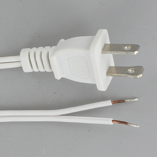 8ft. White 18/2 SPT-1 Cord Set with Molded Polarized Plug