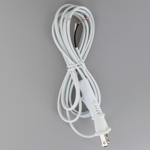 8FT WHITE 18/2 NISPT-1 Flexable Cord with Rocker Switch Installed