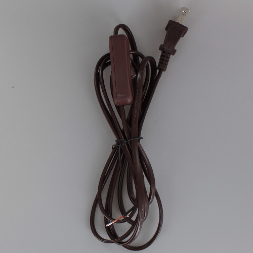 8FT BROWN 18/2 NISPT-1 Flexable Cord with Rocker Switch Installed