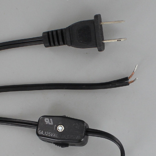 8ft. Black 18/2 SPT-1 Cord Set with Molded Polarized Plug and Rotary Switch