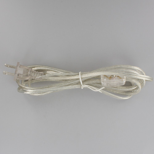 8ft. Clear Silver 18/2 SPT-1 Cord Set with Molded Polarized Plug and Rotary Switch