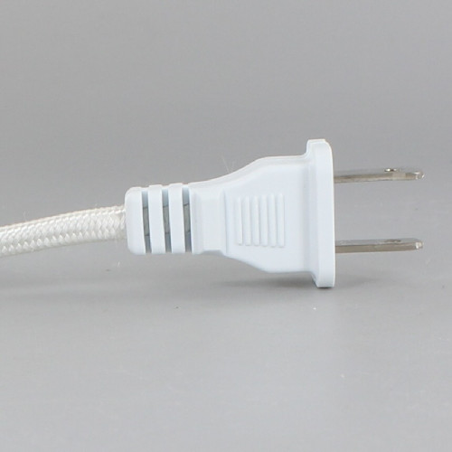 10ft. White Rayon Braided 18/2 SPT-1 Cordset with Molded Polarized Plug and 2ft. Exposed Wire