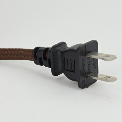 BROWN 10FT 18/2 SPT-2 CLOTH COVERED POWERCORD WITH TOGGLE SWITCH INSTALLED 7FT FROM PLUG END. POLARIZED PLUG, 105 DEG UL LISTED,