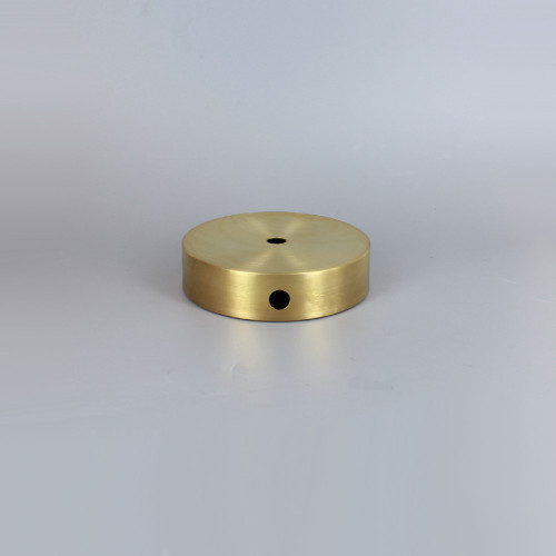 4in Diameter Flat Base with Wire Way - Unfinished Brass