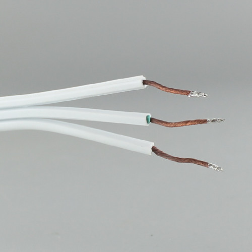 10ft. White 18/3 SPT-2 Flat Plug Cordset with Tinned Ends and 3-Prong Grounded Molded Plug