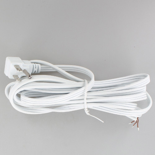 10ft. White 18/3 SPT-2 Flat Plug Cordset with Tinned Ends and 3-Prong Grounded Molded Plug