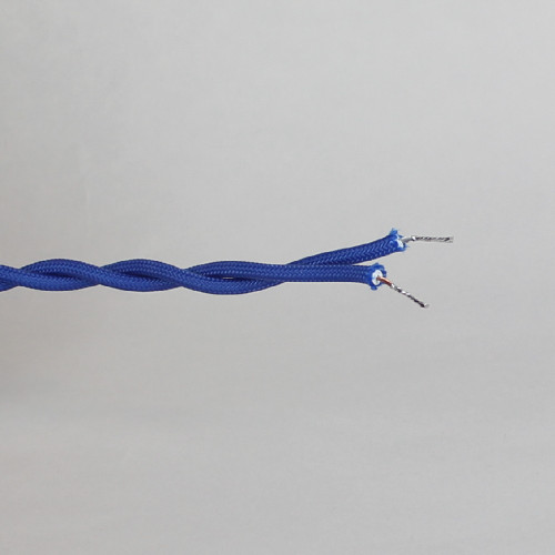 8ft Long Blue Twisted 18/2 SPT-2 Type UL Listed Powercord WITH BLACK PHENOLIC PLUG