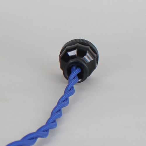 8ft Long Blue Twisted 18/2 SPT-2 Type UL Listed Powercord WITH BLACK PHENOLIC PLUG