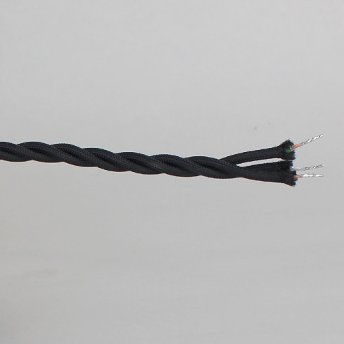 10ft Long Black Twisted 18/3 SPT-2 Type UL Listed Twisted Powercord WITH BLACK PHENOLIC PLUG