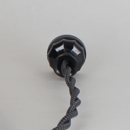 8ft Long Black/Gray Zigzag Pattern Twisted 18/2 SPT-2 Type UL Listed Powercord WITH BLACK PLUG