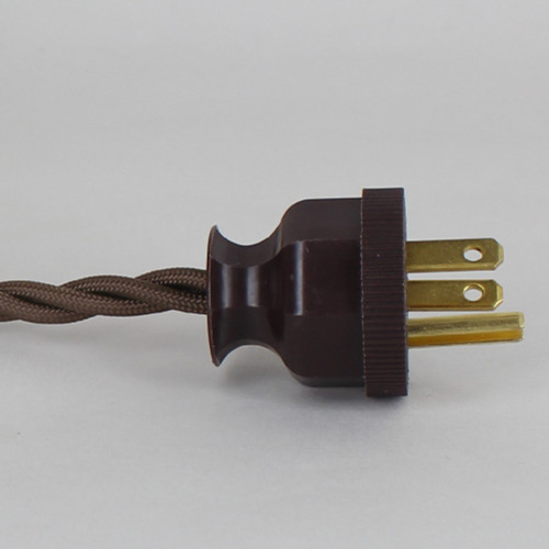 10ft Long Brown Twisted 18/3 SPT-2 Type UL Listed Twisted Powercord WITH BROWN PHENOLIC PLUG