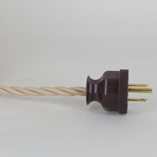 10ft Long Beige Twisted 18/3 SPT-2 Type UL Listed Twisted Powercord WITH BROWN PHENOLIC PLUG