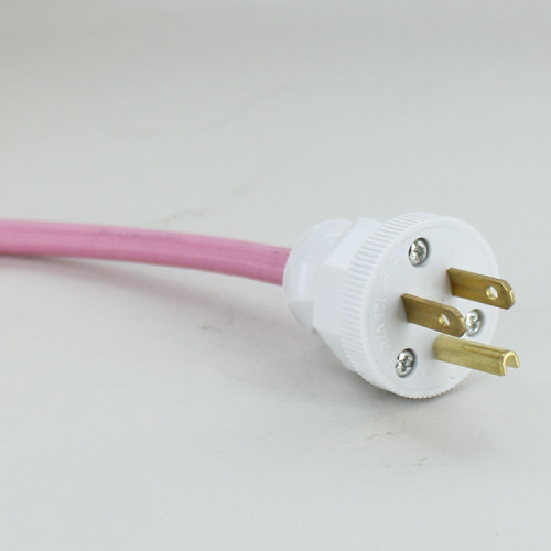 15ft Long Pink Cloth Covered Decorative Extension Cord with NEMA 15-5P Plug and Outlet.