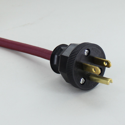 15ft Long Burgundy/Wine Cloth Covered Decorative Extension Cord with NEMA 15-5P Plug and Outlet.
