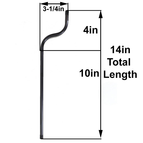 14in. 1/8ips Figurine Pipe with 3-1/4in offset and 1/2 in thread on both ends - Unfinished Brass