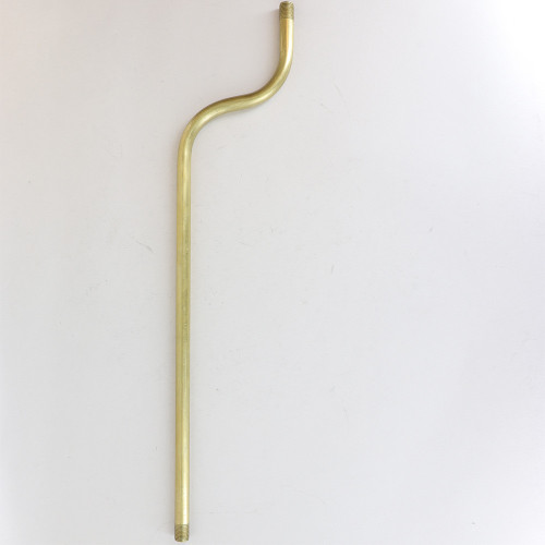 16in. 1/8ips Figurine Pipe with 3-1/4in offset and 1/2 in thread on both ends - Unfinished Brass