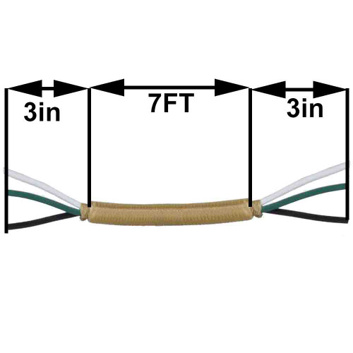 7ft Long - 18/3 SVT-B Gold Cloth Covered Pre-Processed Wire Harness