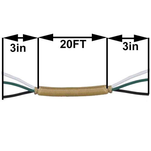 20ft Long - 18/3 SVT-B Gold Cloth Covered Pre-Processed Wire Harness