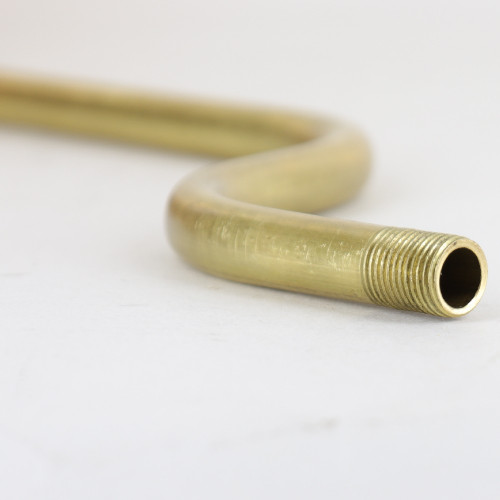 18in. 1/8ips Figurine Pipe with 3-1/4in offset and 1/2 in thread on both ends - Unfinished Brass