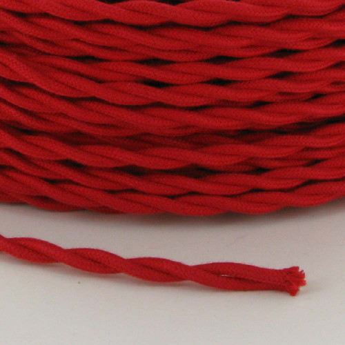 18/2 Twisted Red Cotton Cloth Covered Wire