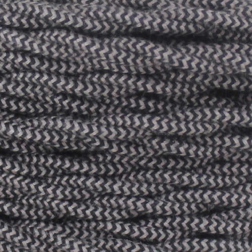 18/2 Twisted Black/Steel Zig-Zag Pattern Cotton Cloth Covered Wire