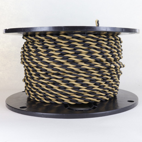18/2 AWG SPT-1 Type - Black/Gold - UL Recognized Cloth Covered Twisted Wire.