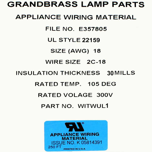 18/2 AWG SPT-1 Type - Black - UL Recognized Cloth Covered Twisted Wire.