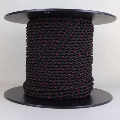 18/2 AWG SPT-1 Type - Black With Red Tracer - UL Recognized Cloth Covered Twisted Wire.