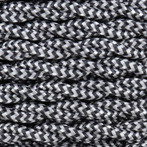 18/2 AWG SPT-1 Type - Black/Silver Zig Zag Pattern - UL Recognized Cloth Covered Twisted Wire.