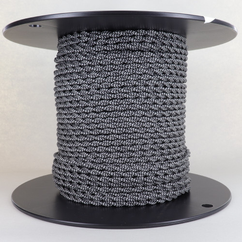 18/2 AWG SPT-1 Type - Black/Silver Zig Zag Pattern - UL Recognized Cloth Covered Twisted Wire.