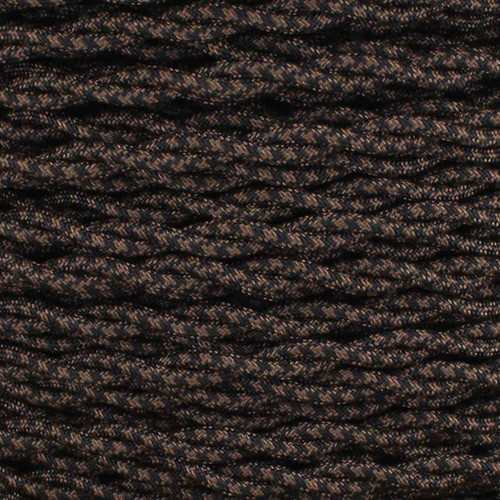 18/2 AWG - BLACK/BROWN HOUNDS TOOTH PATTERN TWISTED FABRIC CLOTH COVERED LAMP WIRE