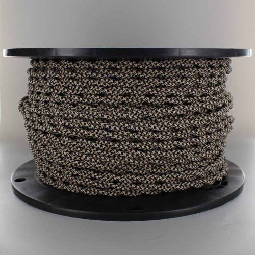 18/2 AWG - BLACK/BEIGE HOUNDSTOOTH PATTERN TWISTED FABRIC CLOTH COVERED LAMP WIRE