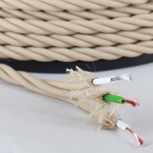 18/3 AWG - BEIGE TWISTED FABRIC CLOTH COVERED LAMP WIRE