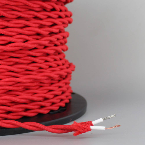 18/2 AWG - RED TWISTED FABRIC CLOTH COVERED LAMP WIRE