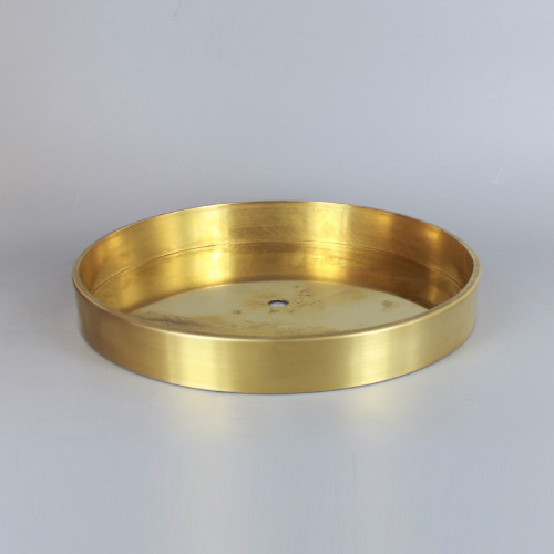 1/8ips Center Hole - 8in Flat Canopy/Base without Wire Way - Unfinished Brass