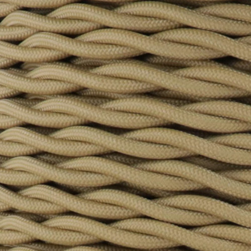 18/2 AWG - Tan Twisted Fabric Cloth Covered Lamp Wire.