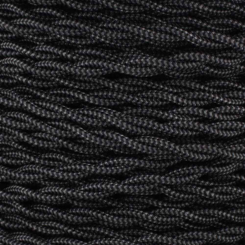 18/2 AWG - BLACK/GRAY ZIGZAG PATTERN TWISTED FABRIC CLOTH COVERED LAMP WIRE