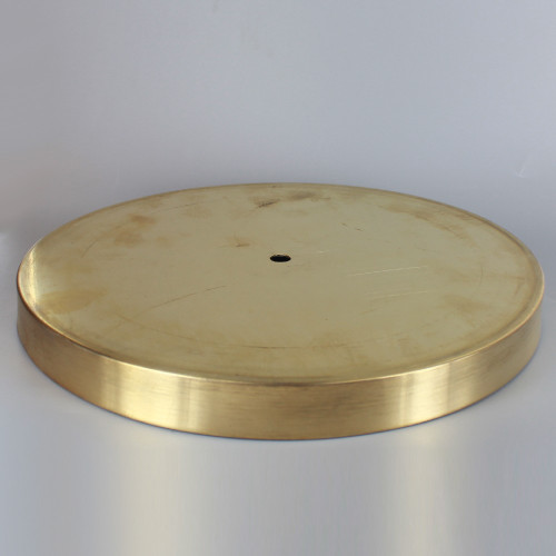 1/8ips Center Hole - 10in Flat Canopy/Base without Wire Way - Unfinished Brass