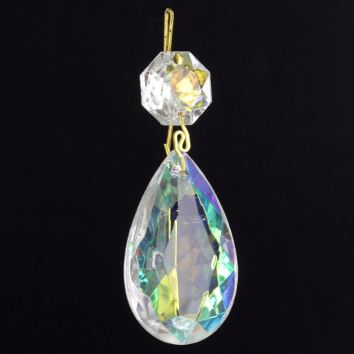 38mm (1-1/2in.) Aurora Crystal Pear Drop with Jewel and Brass Clip