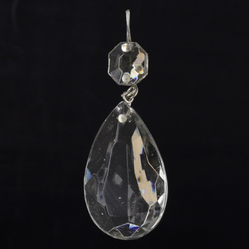 38mm (1-1/2in.) Smoked Crystal Pear Drop with Jewel and Brass Clip