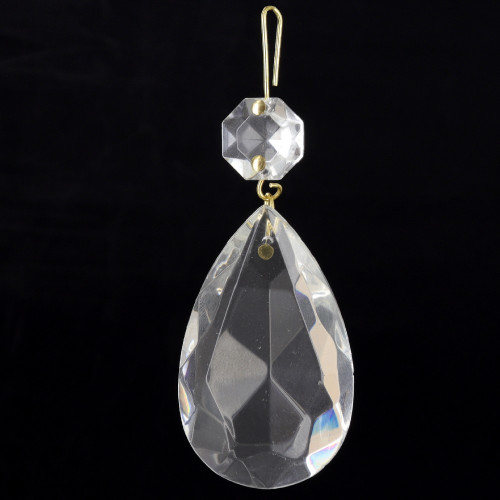 50mm (2in.) Crystal Pear Drop with Jewel and Brass Clip