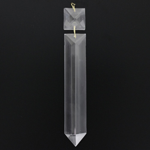 125mm (5in.) Long Crystal Colonial Pendant with 24mm (15/16in) Square Jewel and Brass Clip